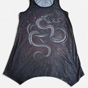 MICHAEL TAYLOR Women's Tank Top S/M Graphic Snake Print Red